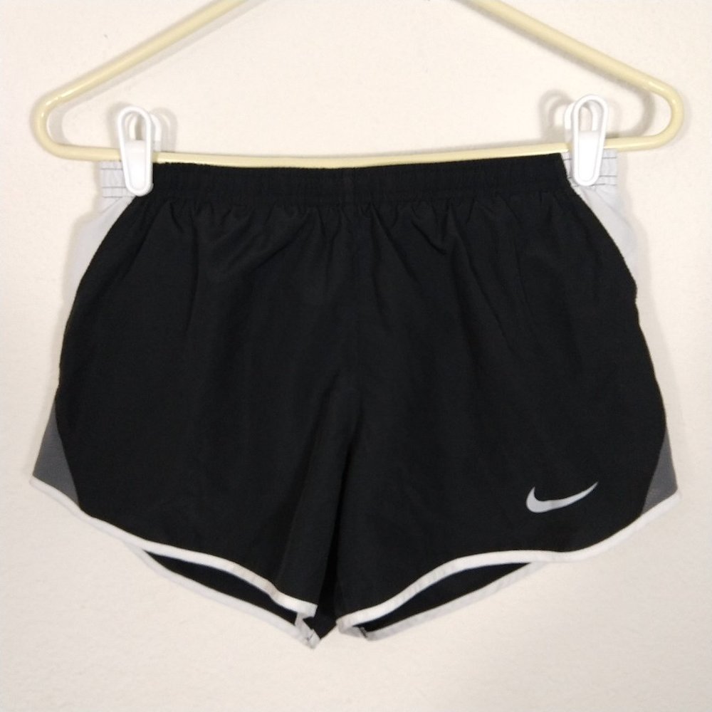 Nike Dri-Fit Women's 9" Running Shorts Lined Drawstring Black & White Size S